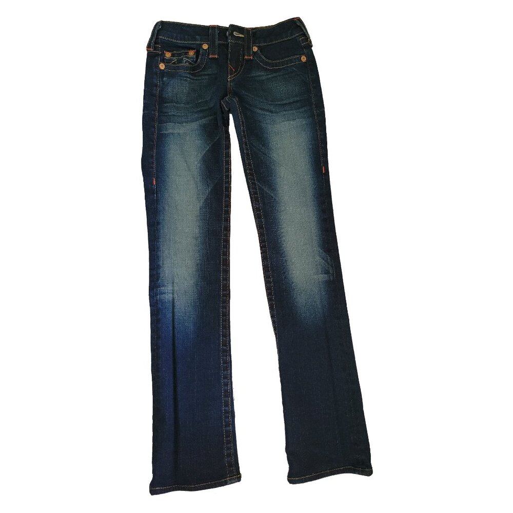 TRUE RELIGION Brand Dark Wash Faded Leg Jeans